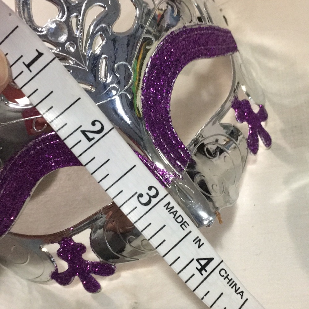 Silver with purple glitter face mask opera? Mardi-Gras? - Picture 4 of 4